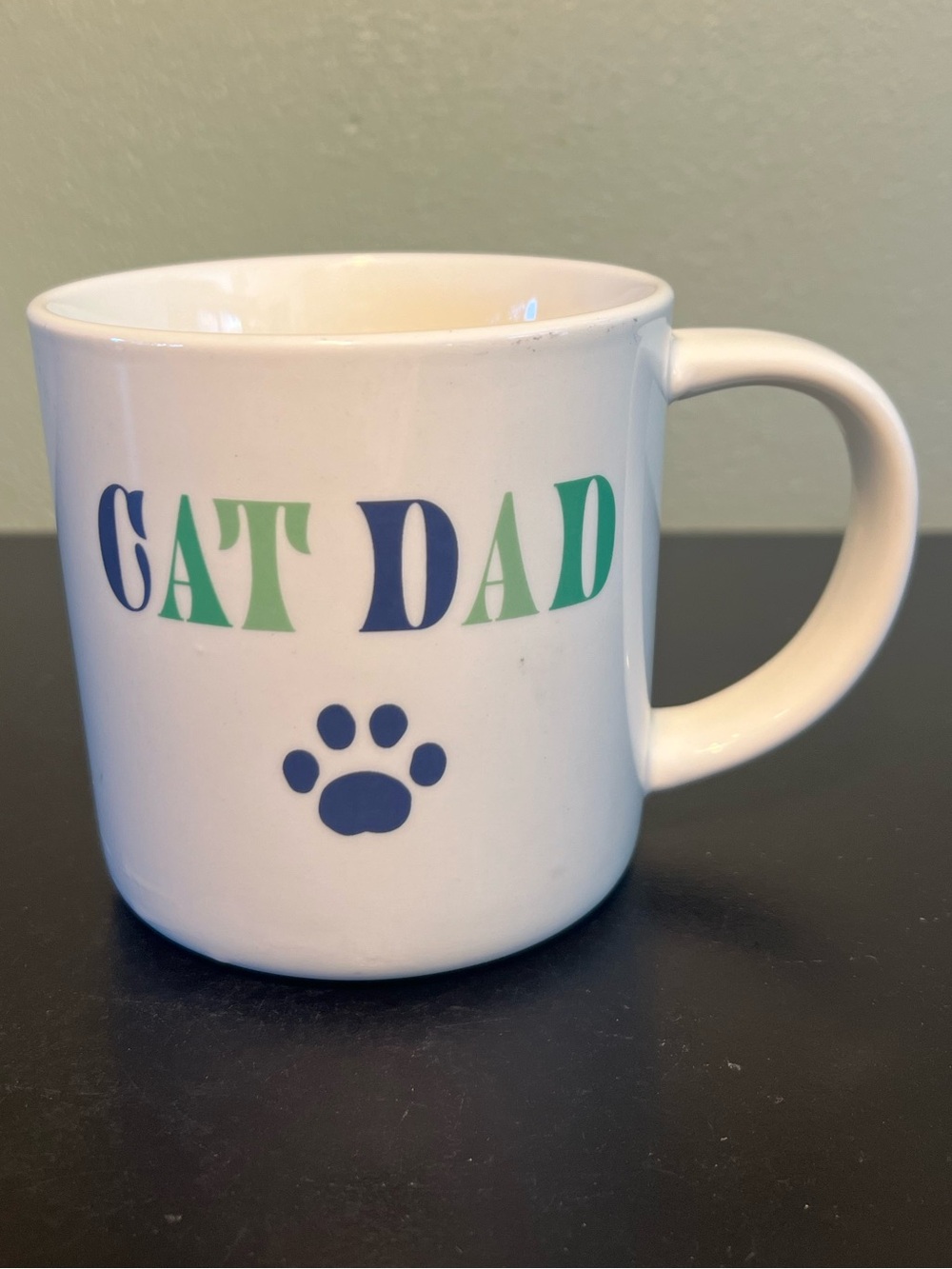 Parker Lane Cat Dad Stoneware Coffee Mug White Blue Paw Print Pet Lover 16oz
